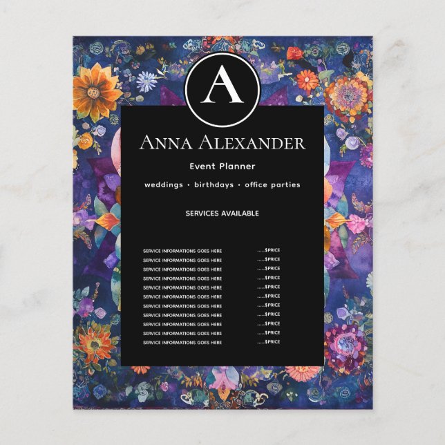 Trädgård i rörelse | Blommig Mandala-design Flygblad (Framsidan)
