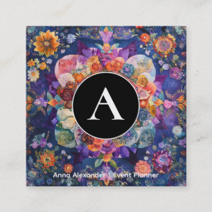 Trädgård i rörelse   Blommig Mandala-design Fyrkantigt Visitkort