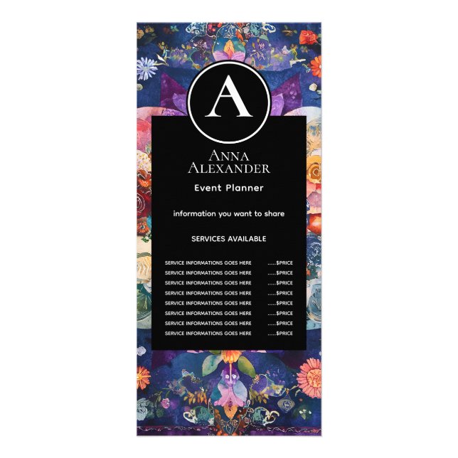 Trädgård i rörelse | Blommig Mandala-design Reklamkort (Framsidan)