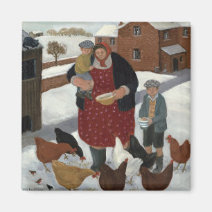Trädgård i vinter magnet