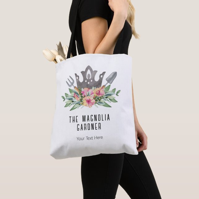 Trädgård Kron Boho Chic Vattenfärg Verktyg Blommor Tygkasse (Närbild)