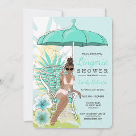 Trädgård Lingerie Dusch Afrikansk Amerikansk Brud Inbjudningar