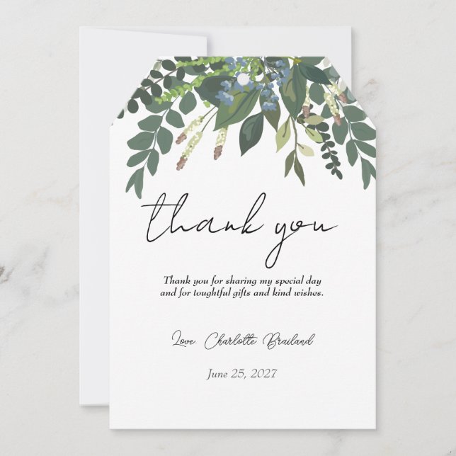 Trädgård Löv Natur Grönska Bröllopsdusch Tack Kort (Framsida)