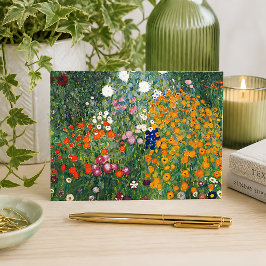 Trädgård med blommor vykort