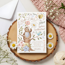 Trädgård med knittat Blommigt Babyskor Inbjudningar