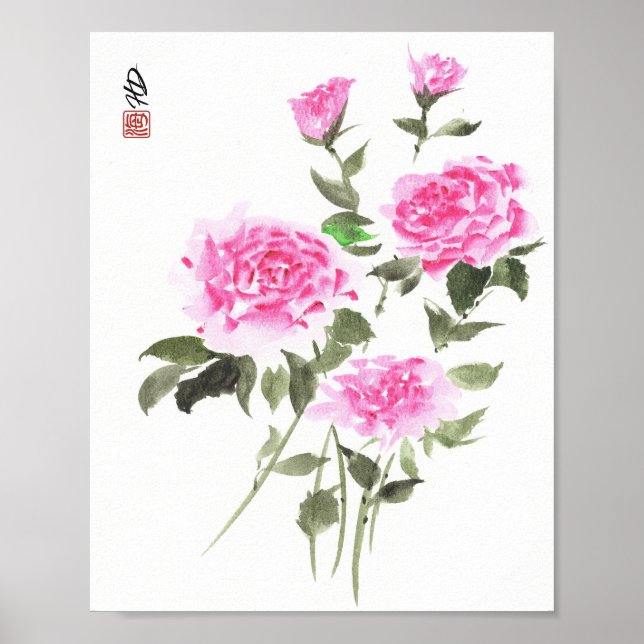 Trädgård med ömma rosor poster (Framsidan)