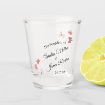 Trädgård med rosa fjärilar Romantisk enkel bröllop