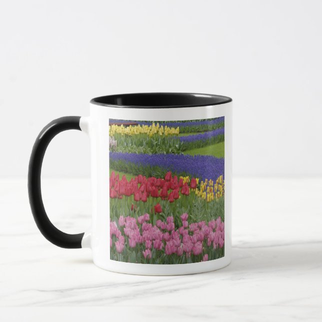 Trädgård med tulpaner, drubehyacint och mugg (Vänster)