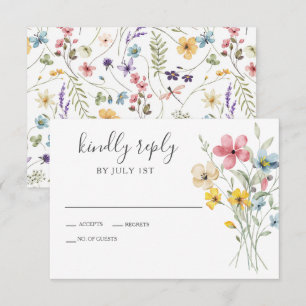 Trädgård med vilda blommor Blommig bröllop RSVP-ko OSA Kort