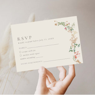 Trädgård med vilda blommor Blommig bröllops-RSVP-k Tilläggskort