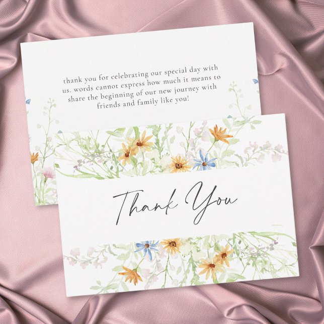 Trädgård med vilda blommor Rustik blommande bröllo Tack Kort (Wildflower Garden Rustic Floral Wedding Thank You Card)