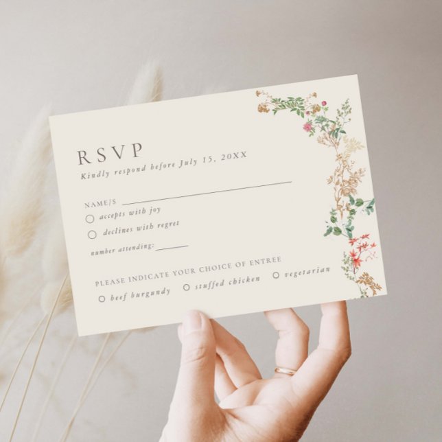 Trädgård med vilda blommors charm Blommig RSVP-kor Tilläggskort (Skapare uppladdad)