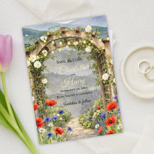 Trädgård med vildblommor och pergola - rustik utom
