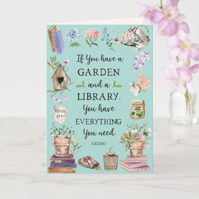 Trädgård och bibliotek Citat Blommig trädgårdshäls Kort (Orkide)