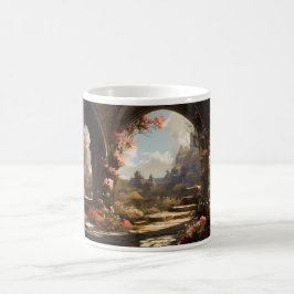 Trädgård och övergiven byggnad kaffemugg