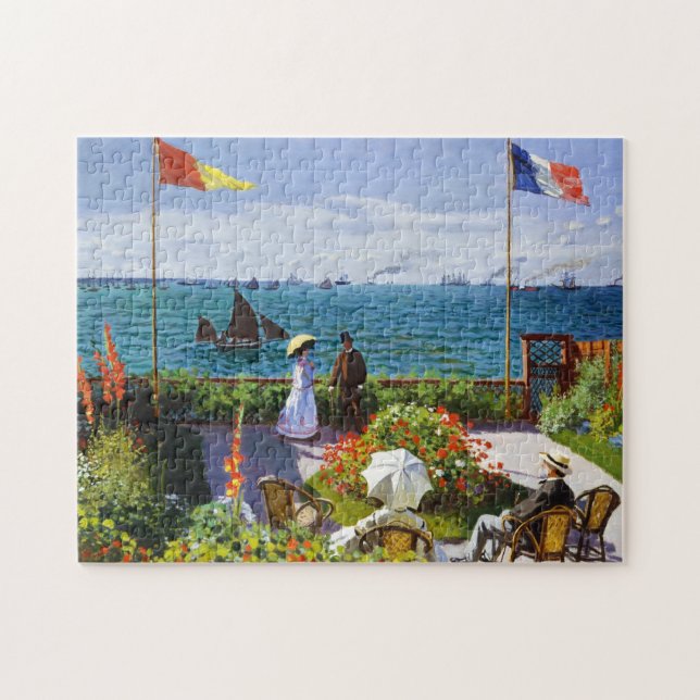 Trädgård på Sainte-Adresse, Claude Monet 1867 Pussel (Horisontell)