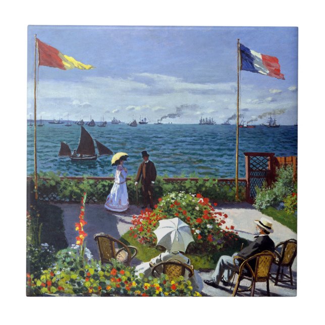 Trädgård på Sainte-Adresse vid Claude Monet Kakelplatta (Framsidan)