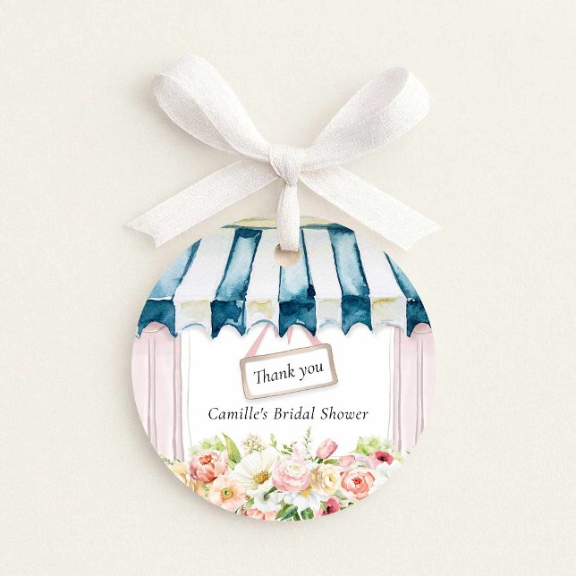 Trädgård Rosa Blommig Bröllopsdusch Rund Gåvor Etiketter (Pink Floral Garden Bridal Shower Round Favor Tag)