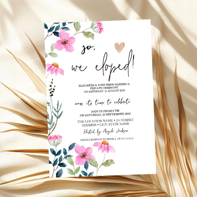 Trädgård Rosa Blommor Elopement Inbjudningar (Skapare uppladdad)