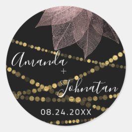 Trädgård Roséguld Blad Namn Datum Vitt Guld Ljus Runt Klistermärke