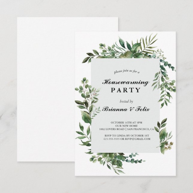 trädgård Tropical Green Invitation till husvärmepa Inbjudningar (Fram/baksida)