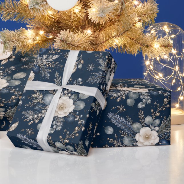 Trädgård Under Månsken Elegant Vinter Botanisk Pre Presentpapper (Helgdagar)