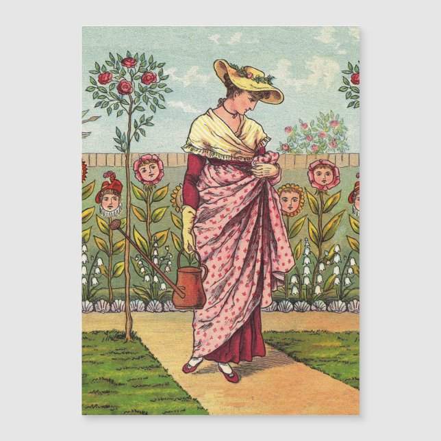 Trädgård Växa Blomma Kvinna Konst Antik (Framsida)