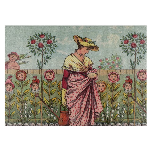 Trädgård Växa Blomma Kvinna Konst Antik (Framsidan)
