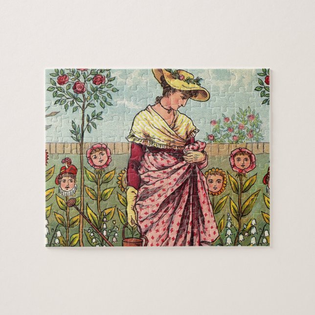 Trädgård Växa Blomma Kvinna Konst Antik Pussel (Horisontell)