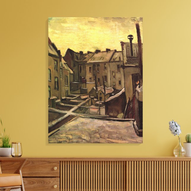 Trädgårdar bakom gamla hus av Vincent van Gogh Canvastryck (Insitu (Vardagsrum))
