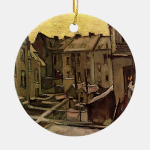 Trädgårdar bakom gamla hus av Vincent van Gogh Julgransprydnad Keramik