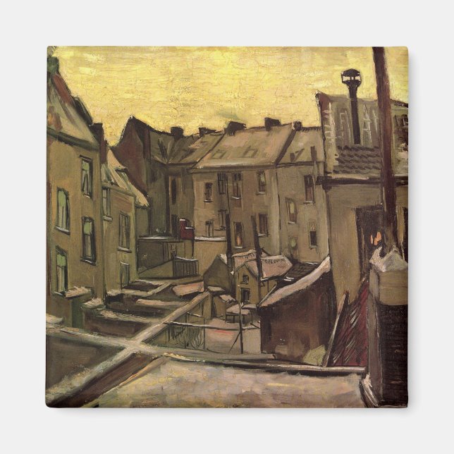 Trädgårdar bakom gamla hus av Vincent van Gogh Magnet (Framsidan)