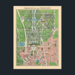 Trädgårdar i Versailles, restaurerad vintage 1920 Vykort<br><div class="desc">Versailles et Ses Promenades. Leconte,  Paris,  1920.

En vacker färgad antik turistkarta med utsikt över Versailles och bilder av byggnader,  fontäner och statyer. Också synliga är trädgårdar och palats,  liksom statyn av Ludvig XIV.

Digitalt återställd för att reparera veck och fläckar. Färgförstärkt.</div>