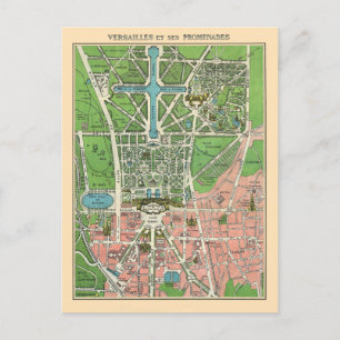 Trädgårdar i Versailles, restaurerad vintage 1920 Vykort