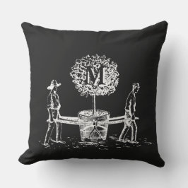 Trädgårdar och träd monogram utomhusfyllning 2 kudde