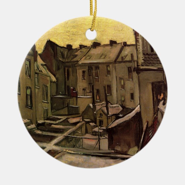 Trädgårdar till gamla hus av Vincent van Gogh Julgransprydnad Keramik (Framsidan)