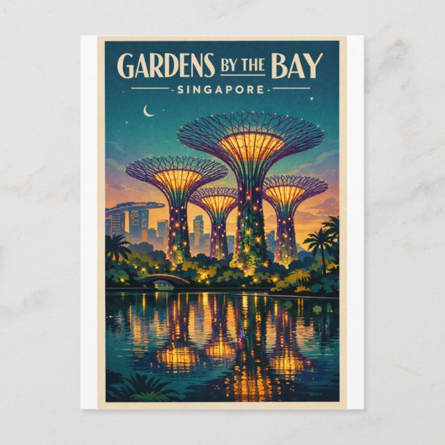 Trädgårdar vid Bay i Singapore Vykort (Framsida)