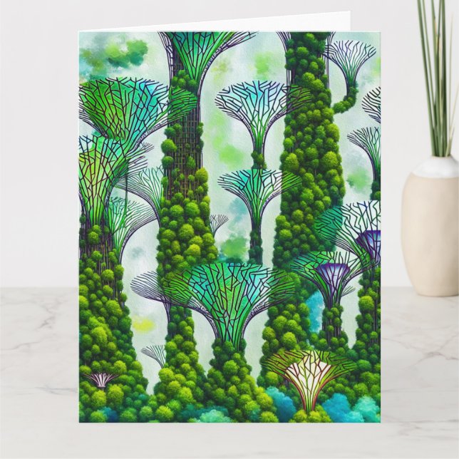 Trädgårdar vid bukten - storkort kort (Framsida)