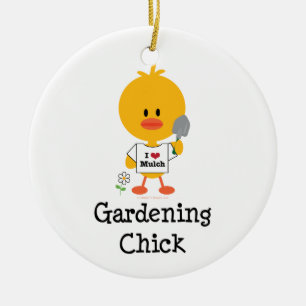 Trädgårdarbeteaste chickprydnad julgransprydnad keramik