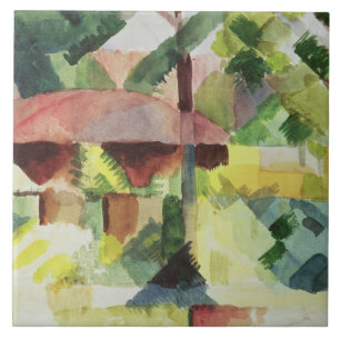 Trädgården, 1914 (w/c på papper) kakelplatta