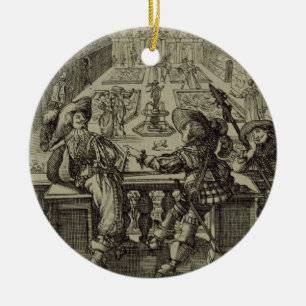 Trädgården av den franska nobilityen, c.1640 julgransprydnad keramik