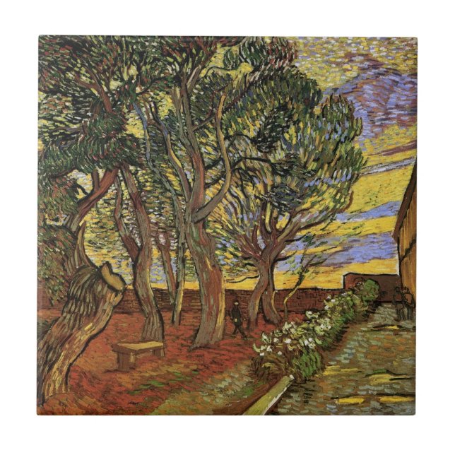 Trädgården på Saint-Paul-sjukhuset av Vincent van  Kakelplatta (Framsidan)
