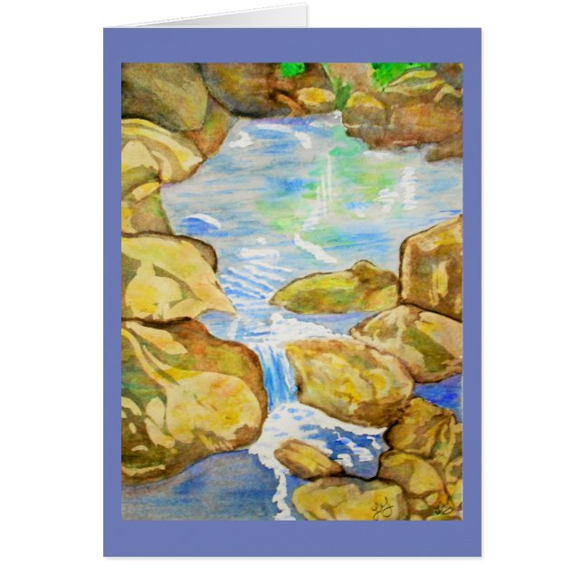 Trädgården strömmer vattenfärg hälsningskort (Framsidan)