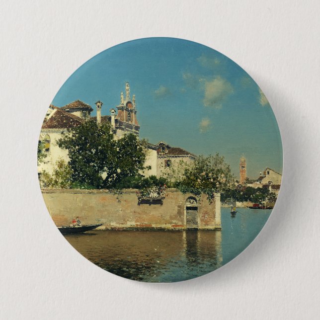 Trädgården vid Palazzo Vendramin i Venedig Knapp (Framsida)