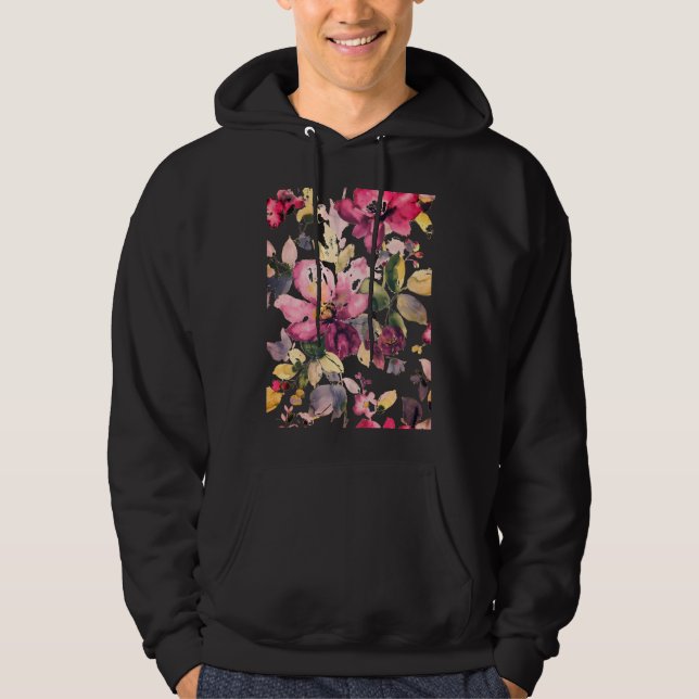 Trädgårds älskare vattenfärgsfärgsfärgsblomma T-sk Hoodie (Framsida)