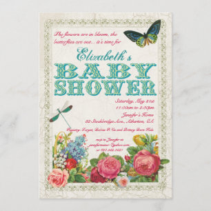 Trädgårds- baby showerinbjudan för vintage inbjudningar