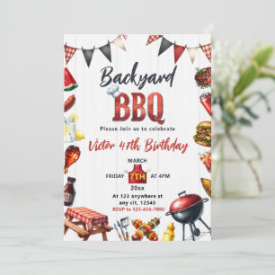 Trädgårds BBQ-fest Grillfest Födelsedag Inbjudningar