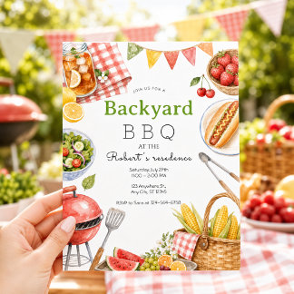 Trädgårds BBQ-fest Sommar Picknick Familj Inbjudningar