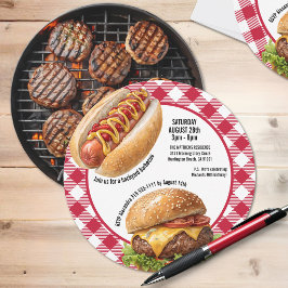 Trädgårds BBQ Grill Hamburgare och korv Inbjudningar