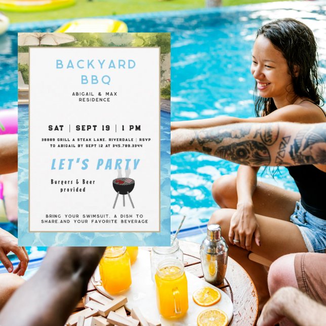 Trädgårds BBQ & Poolparty  Inbjudningar (Skapare uppladdad)